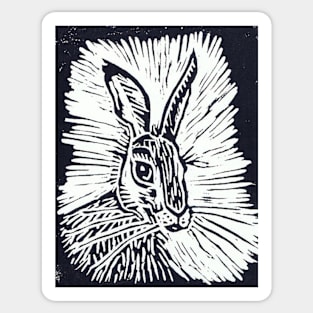 Hare Lino Cut Sticker